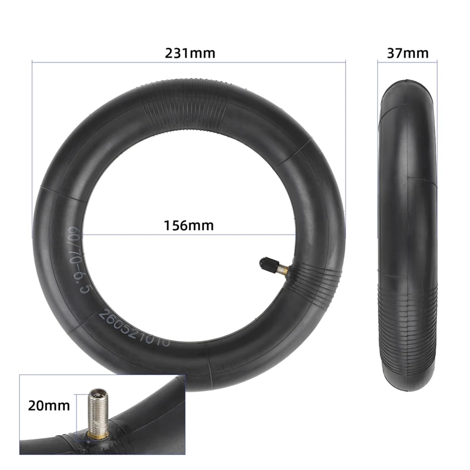 Camera d'Aria per Monopattino Elettrico Camera d'aria ispessita 60/70-6.5 da 10 pollici for scooter elettrico