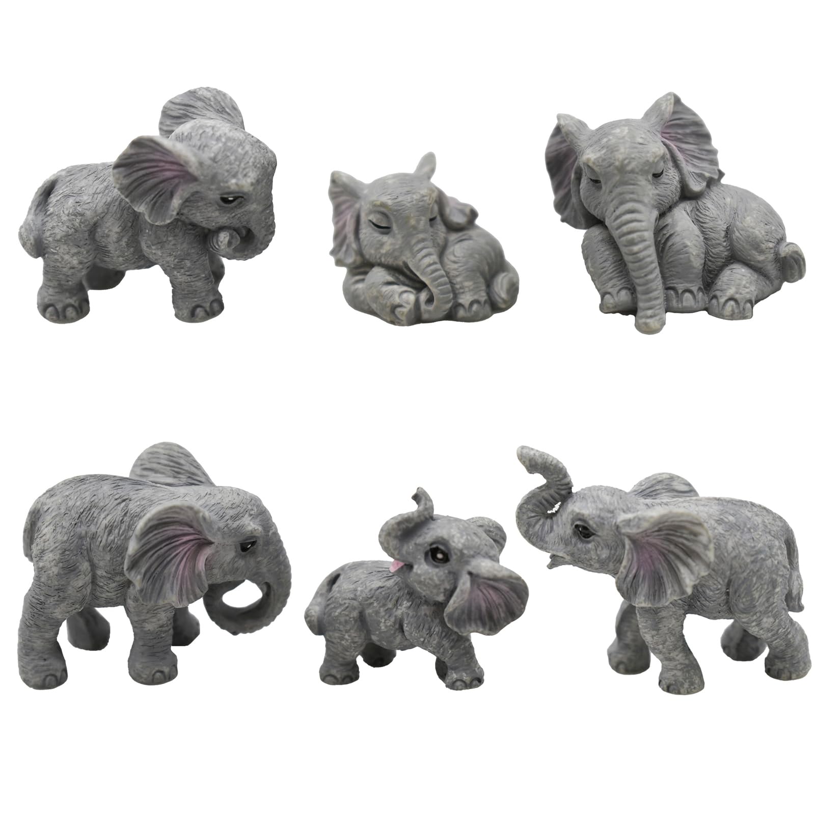 6 Kleine Elefanten-Figuren Aus Kunstharz – Niedliche Miniatur-Deko Für Regal, DIY-Projekte & Geschenke