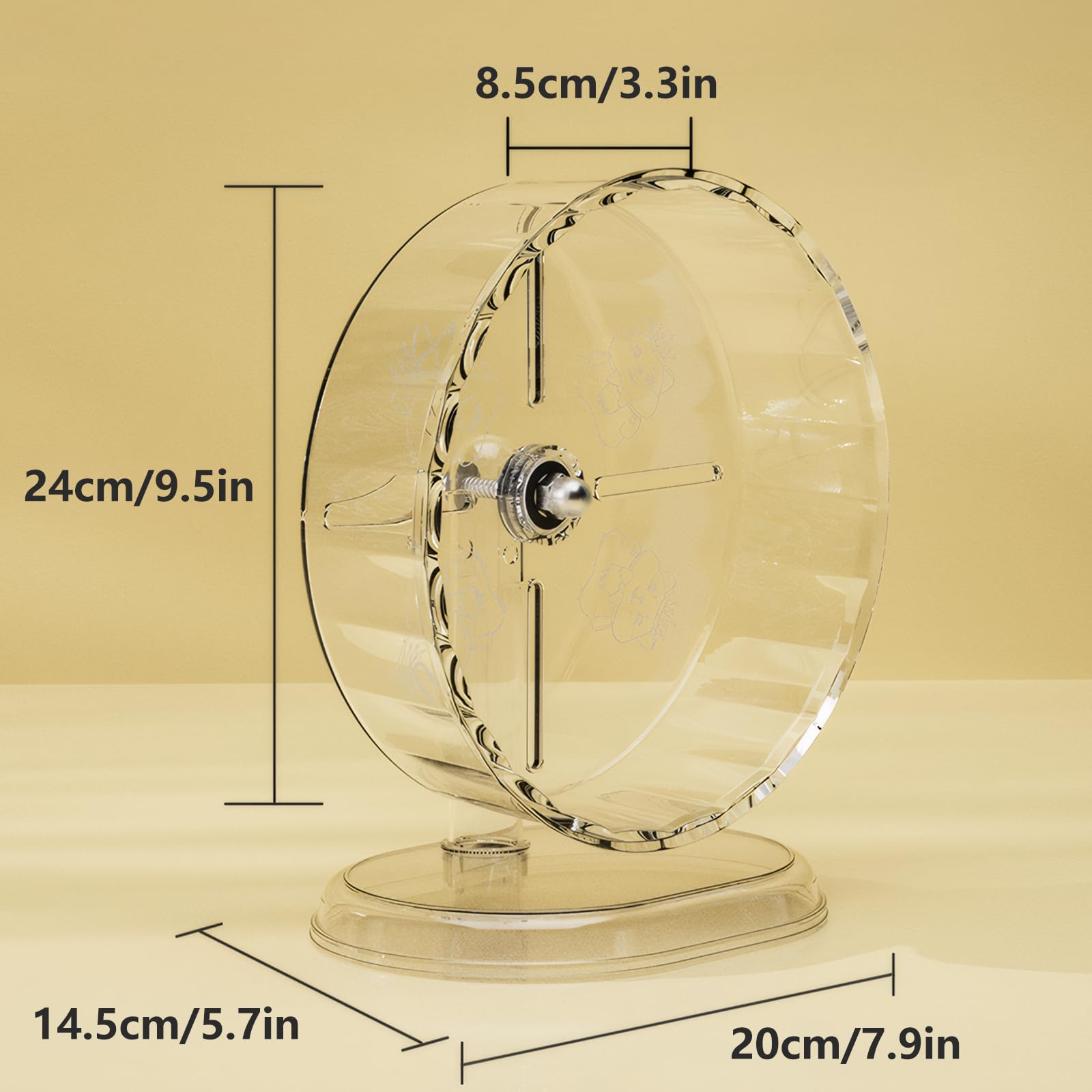 Silent Hamster Wheel – 9.5 Inch Syrian Hamster Running Wheel, Anti-Skid & Height Adjustable, Easy to Clean (9.5inch) - image 2