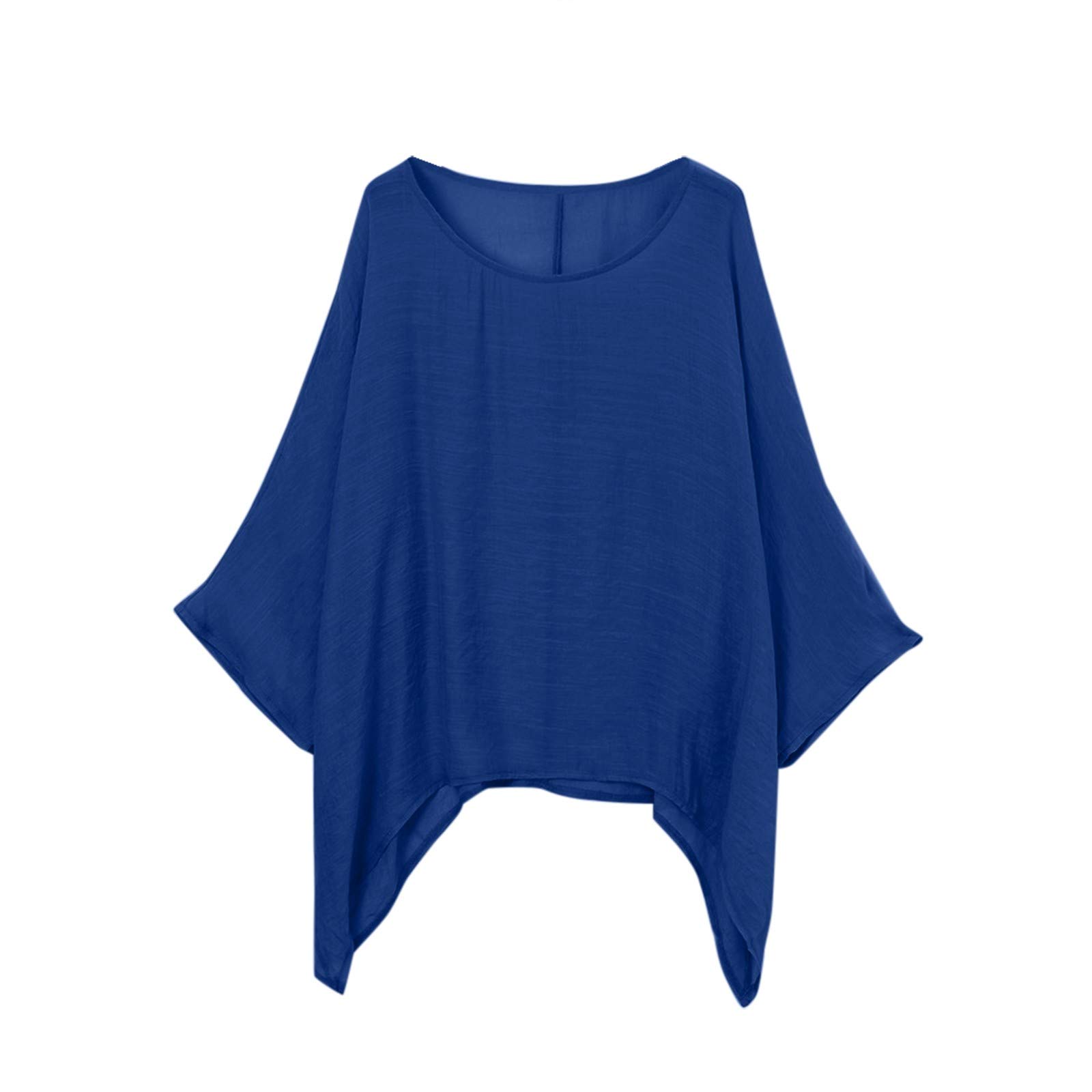 VEMOW Blusas Mujer Tops Damas de Mujer Camisetas Casual Talla Grande Algodón Lino Suelto Blusas de Color sólido Camisa