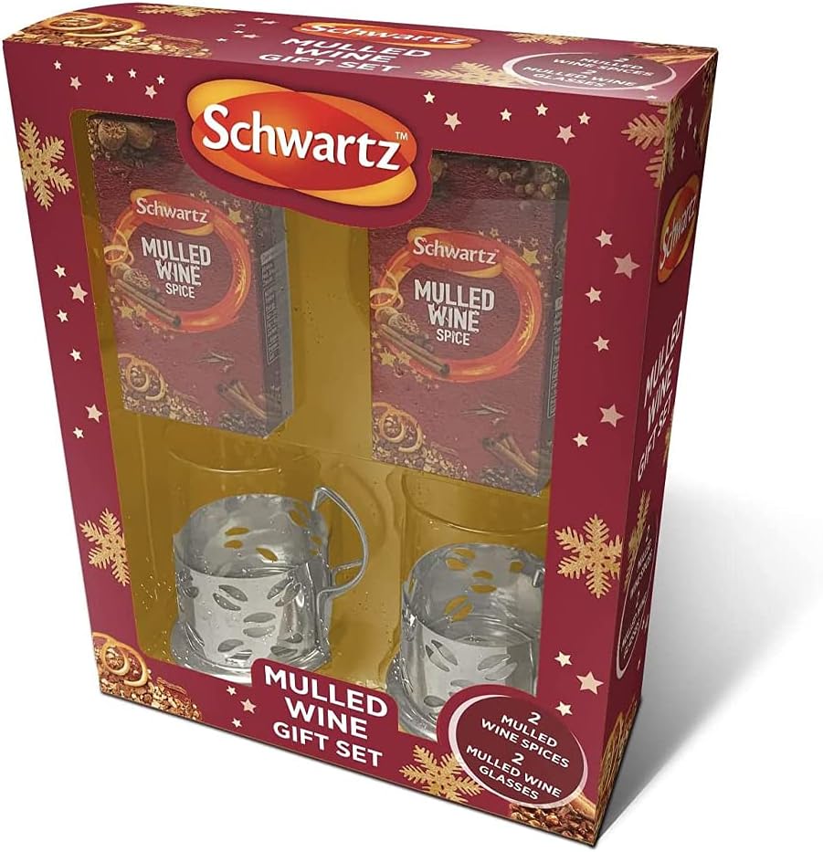 Mulled Wine Spices With Glasses Gift Set Schwartz Christmas Mulled Wine