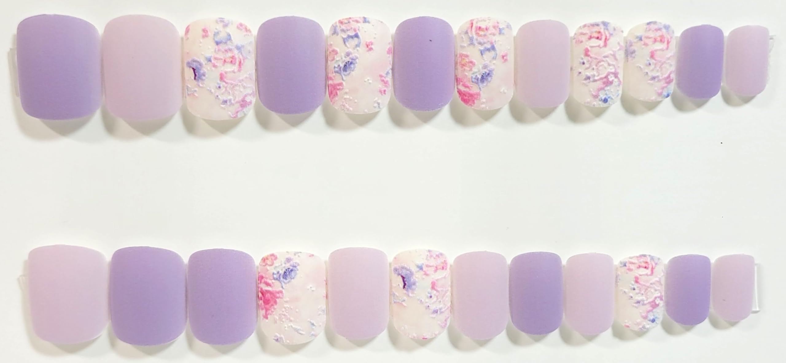 Lovely In Lavender Matte Embossed Extra Short Squoval Press On Nails - 24 Pieces - Artificial Nail Kit