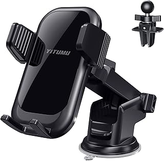 Car Phone Mount, [Thick Case & Big Phones Friendly] Air Vent Long Arm Suction Cup Phone Holder for Car Dashboard Windshield Universal Cell Phone Holder Compatible with All Mobile Phones