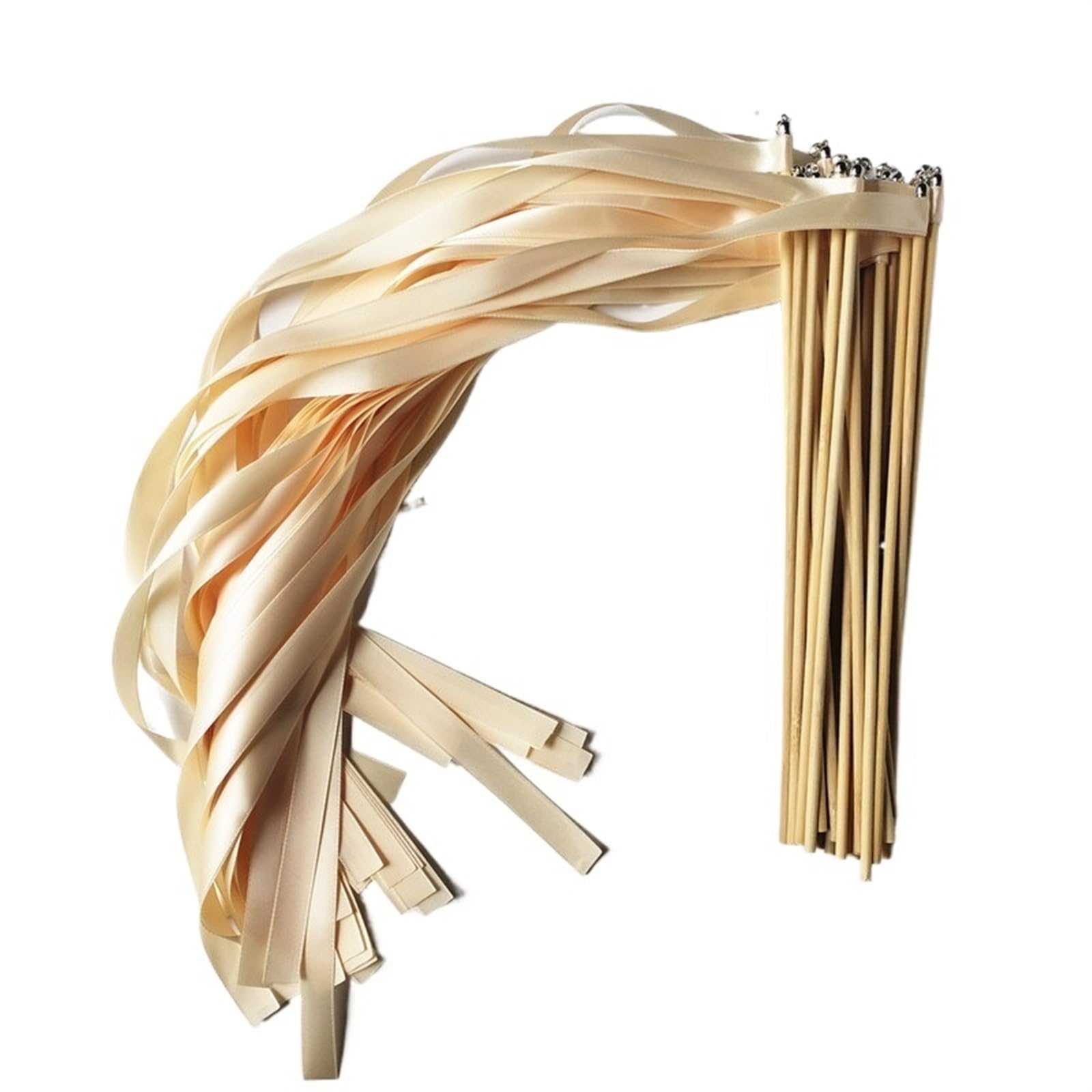 Zauberstäbe Hochzeit Luftschlangen 50pcs/lot Cream Beige Wedding Ribbon Wands With Gold Bell For Wedding Decoration für Hochzeiten