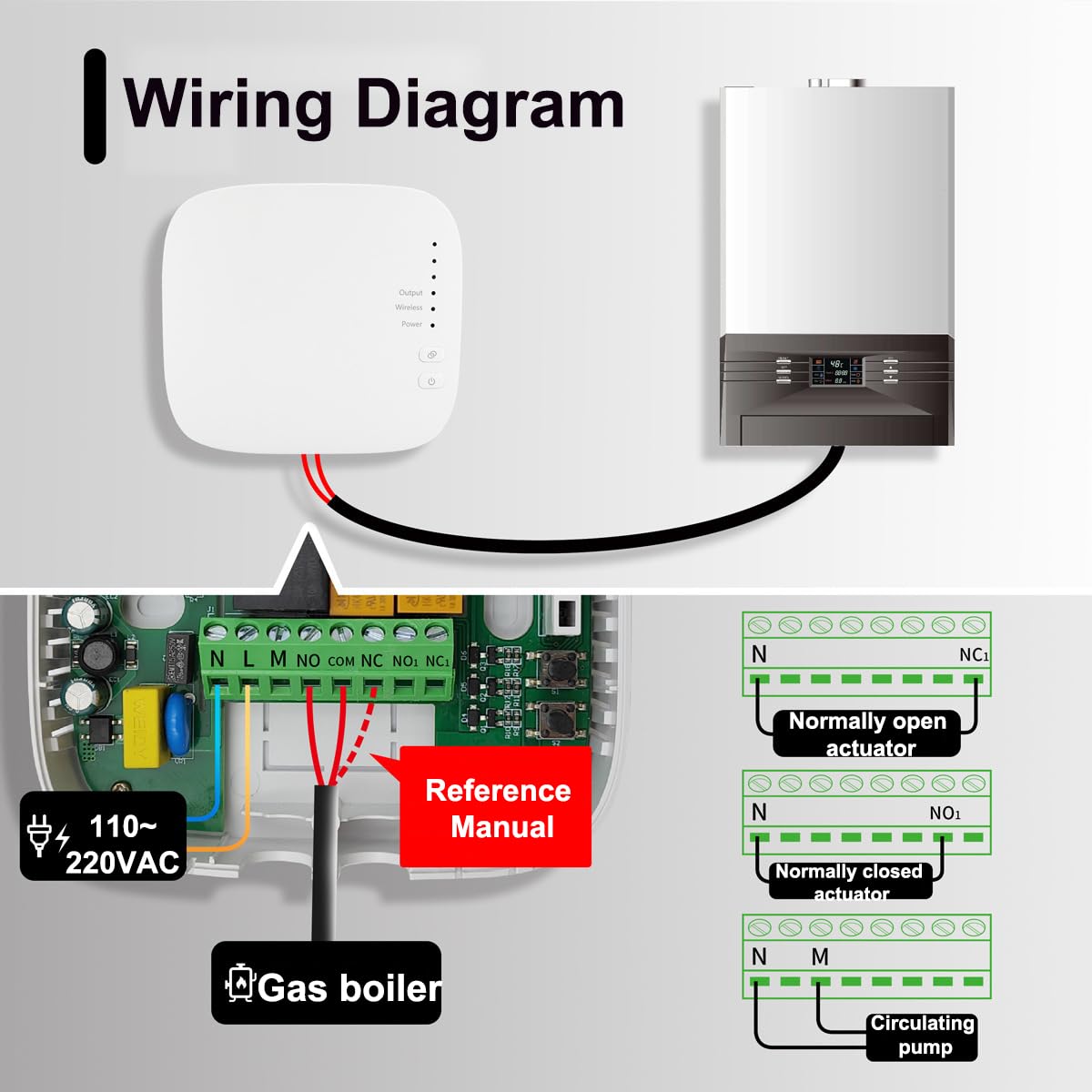 Termostato de ambiente Wi-Fi con control digital de calefacción central, compatible con Alexa para Google Assistant para Tuya para calefacción por suelo radiante de gas y agua caliente