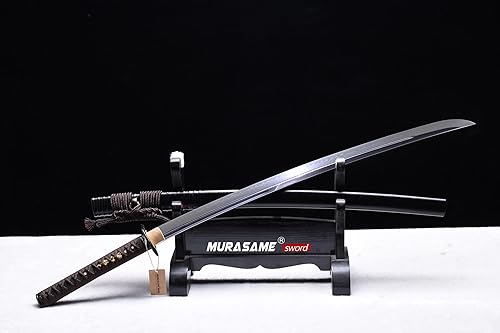 Vista 63 de MURASAME Katana Sword T10 - Maquinilla de afeitar de acero templado de 41 pulgadas, hoja afilada, espiga completa hecha a mano Tema Dragón Gris