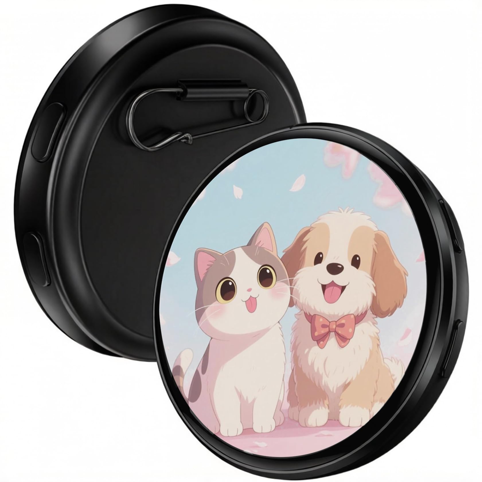 Digital Badge Pin with Customizable Display - 1.8" Touch Screen Anime Pins for GIFs & Videos, 7-Color Lights, 12-Hour Battery, Black Electronic Badge, Digital Pin