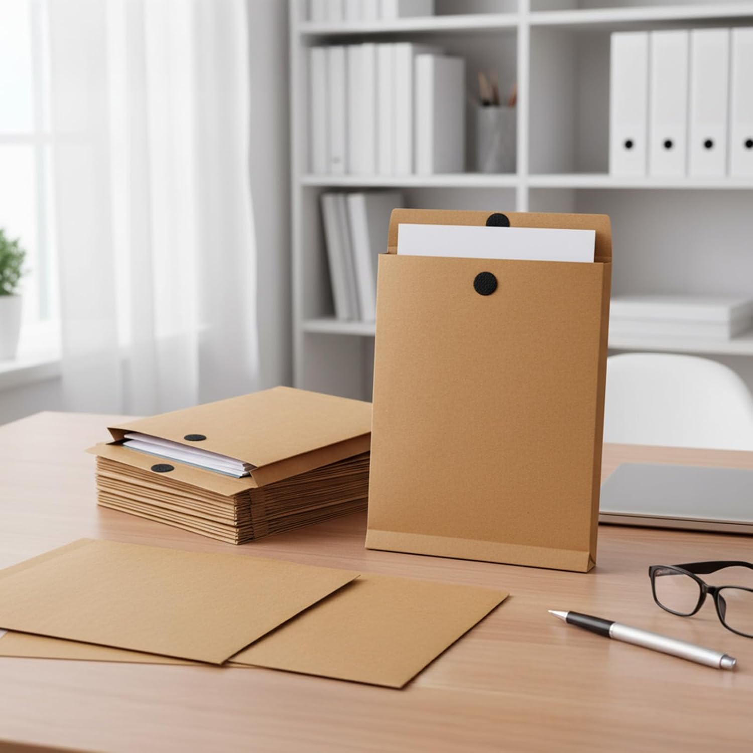 20 Pcs Expandable Large Envelopes, 9.4" x 13" Big Mailing Envelopes Hook-and-Loop Closure Anti Tear Catalog Envelopes for Business Office Paper Documents File Storage, Brown - Image 5