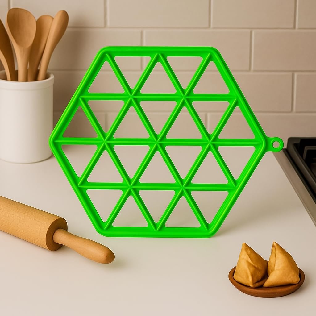 Samosa Maker Tray 24 Mini Samosas - Quick & Easy Samosa Mould | Durable, BPA-Free Food-Grade Plastic | Perfect for Parties & Snacks | Dishwasher Safe Kitchen Tool | (Green)