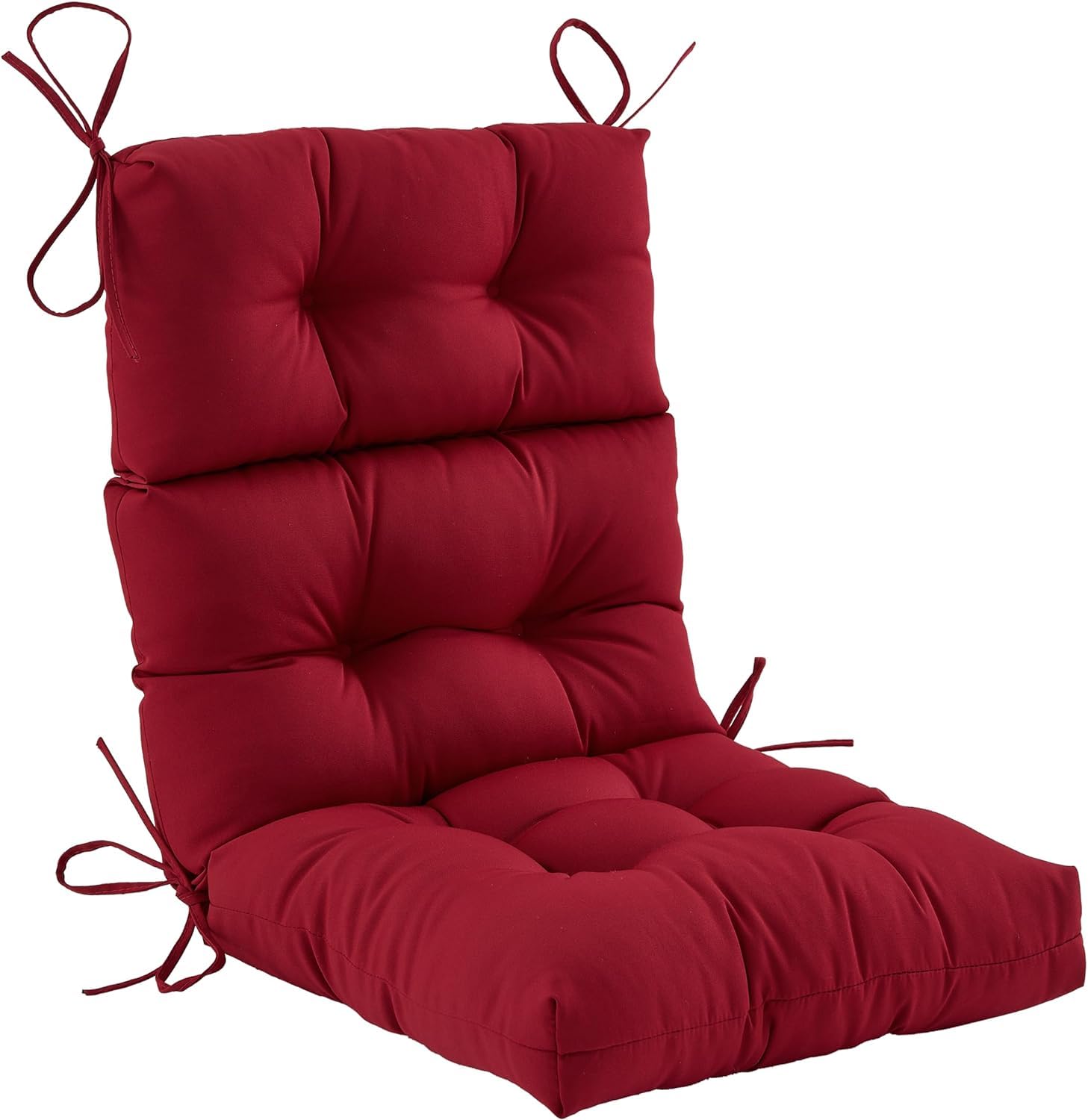 High Back Chair Cushion with Ties,Thicken High Back Chair Pad for Single Sofa Chair Outdoor Patio Chair Cushion Wine