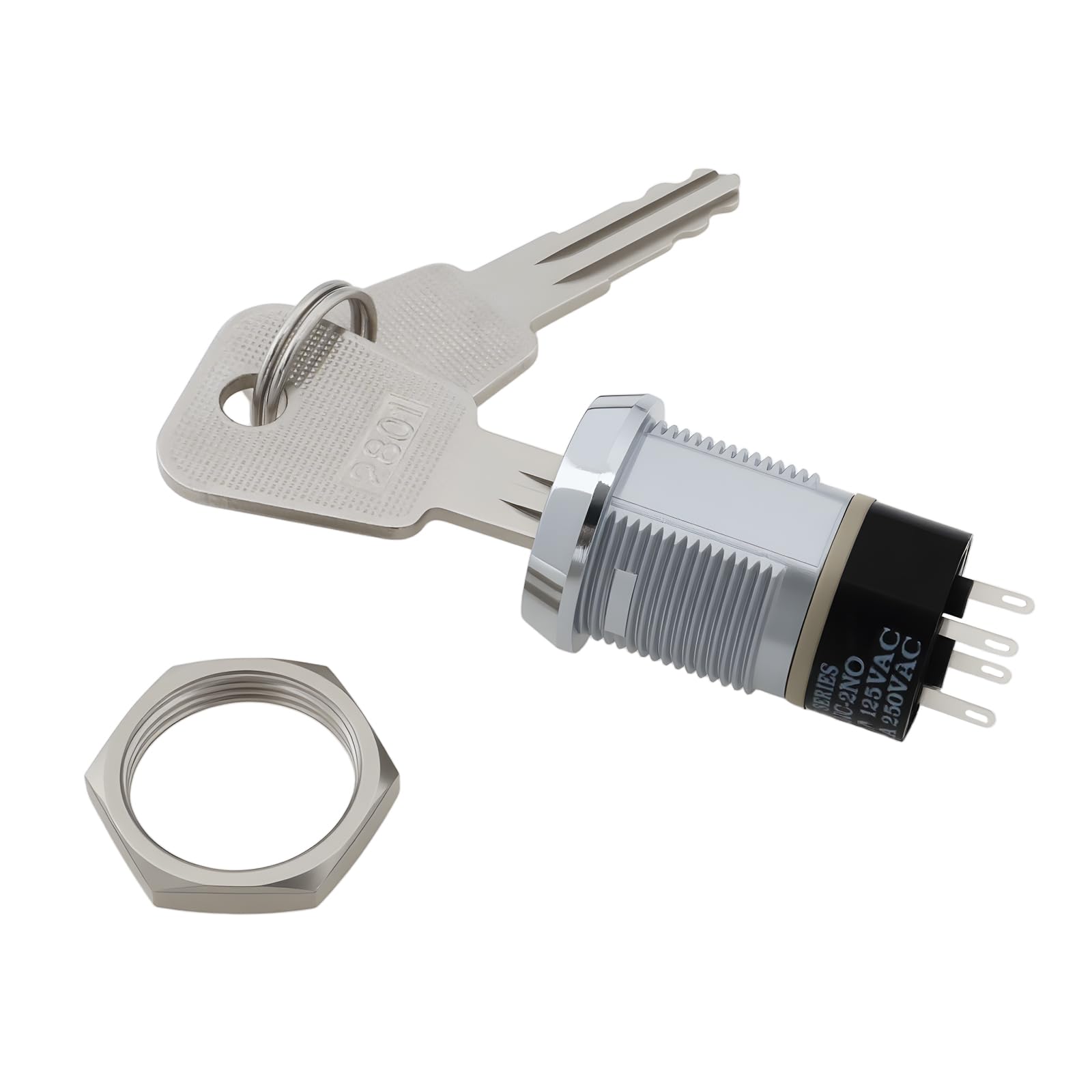 Create idea 4 Pin Electronic Dual Turn Key 2NO-2NC Switch 2A/250V 4A/125V 19mm Suitable for Various Panels Control Boxes