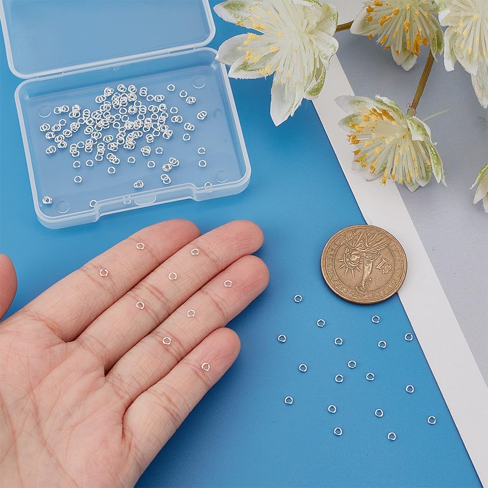 PH PandaHall 200pcs 925 Sterling Silver 2.5mm Jump Rings Open Jump Rings 24 Gauge Jewelry Connector Ring O Ring Connectors for DIY Necklace Bracelet Jewelry Keychain, Platinum