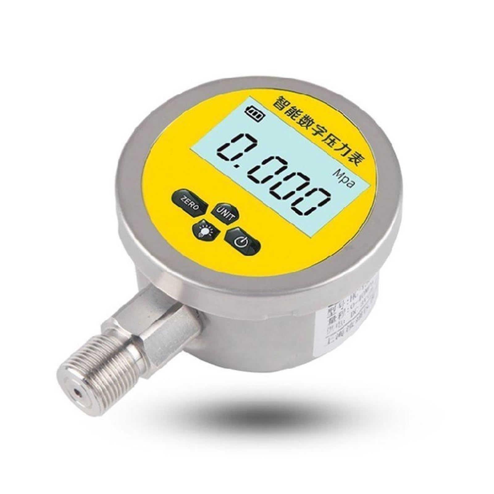 Druckmessgerät, 652F Digitales hydraulisches Manometer 0–60 MPa, 5 Einheiten, 3,15 Zoll, 0–10.000 PSI, Basiseingang Luftkompressor-Rohrleitungen(0-0.16Mpa)