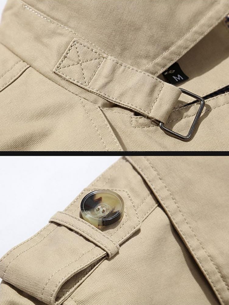 Manteau Homme Trench-Coat Classique Pardessus Coupe Vent Parka Veste Long Trench-Coat Slim Fit Manteaux Blouson Homme Windbreaker Coupe Ajustée Grande Taille