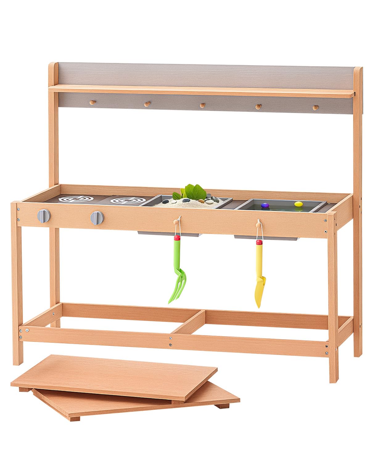 VEVOR Cucina di Fango per Bambini, Larghezza 1000 mm Set da Cucina Giocattolo in Legno con Accessori, Set da Gioco per Negozio di Alimentari all'Aperto, Cucina Gioco per Bambini con Fornello e Lavello