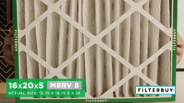 Image of Filterbuy 16x20x5 Air Filter MERV 8 Essential Dust & Allergy Defense (2-Pack), Pleated HVAC AC Furnace Filters for Honeywell FC100A1003, Lennox X0592, and More (Actual Size: 15.75 x 19.75 x 4.38)