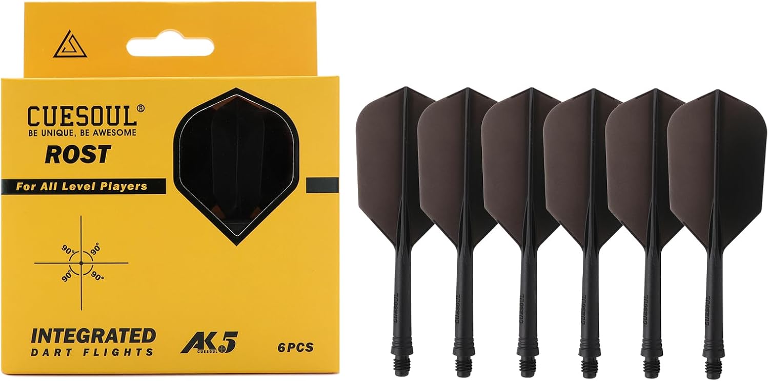 CUESOUL 6 Pieces ROST AK5 Integrated Dart Shaft and Dart Flights Black