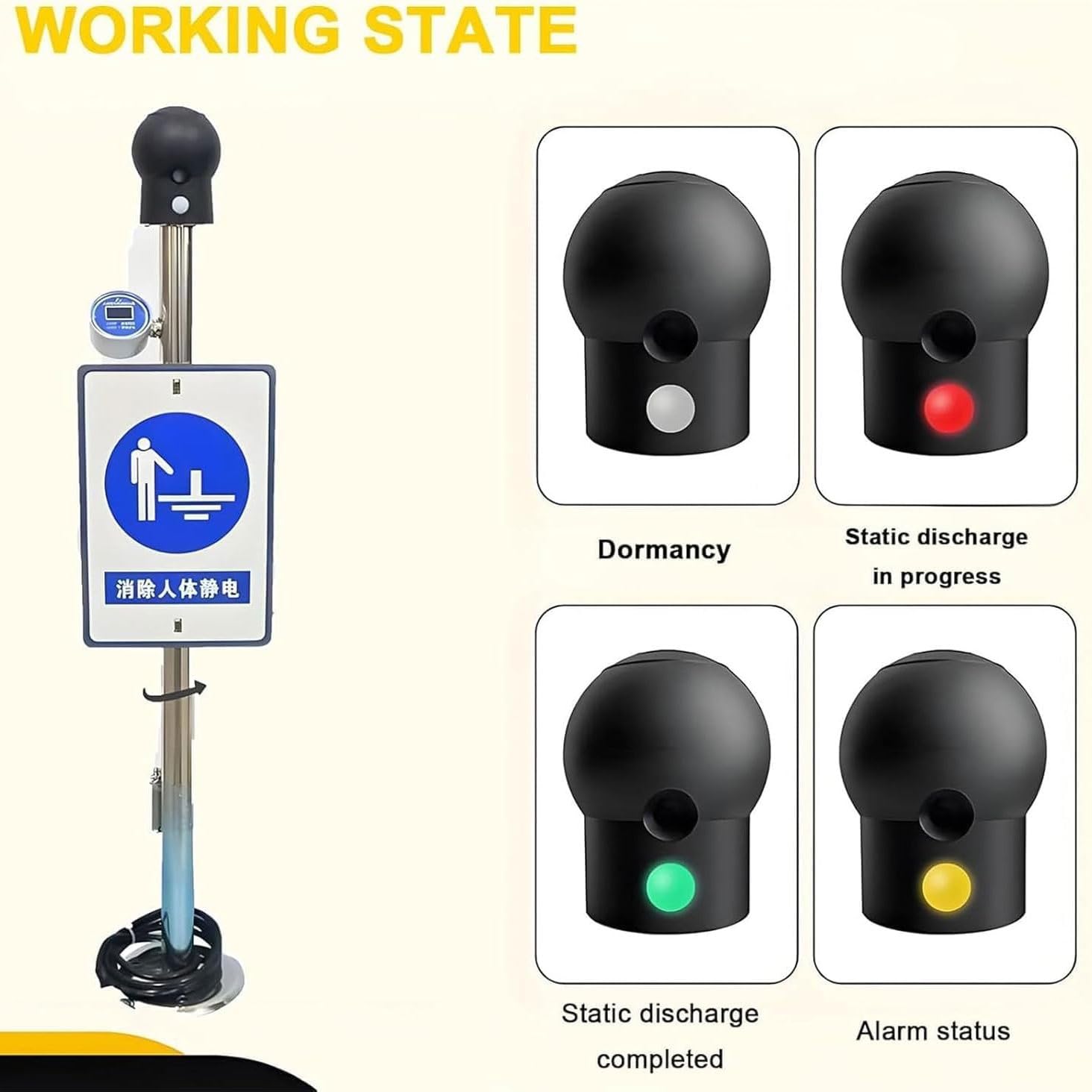 Déclencheur électrostatique à affichage numérique, déchargeur d'élimination statique du corps humain avec alarme sonore, boule de libération électrostatique, libération rapide 3S, mise à la terre