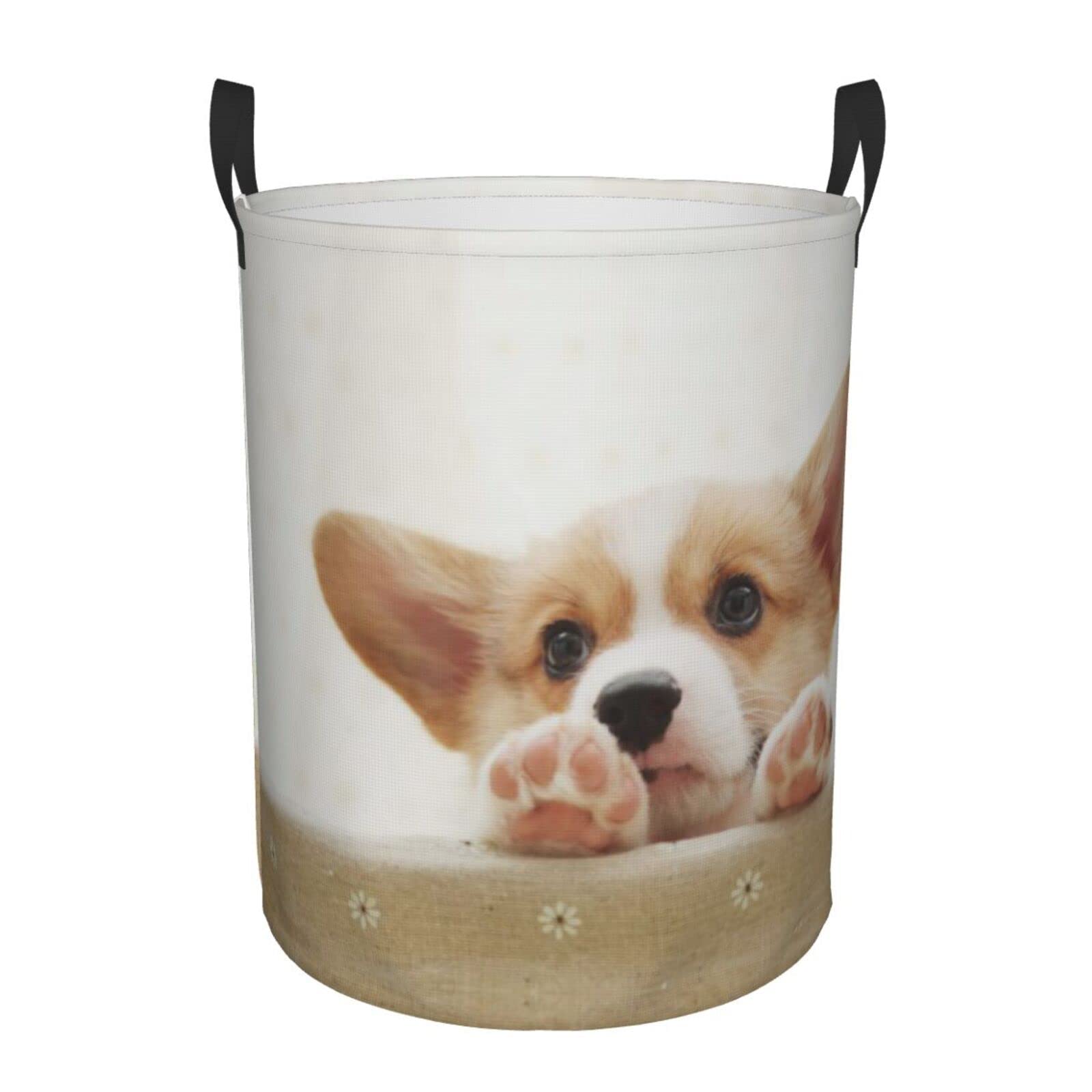 Panier à linge imprimé Corgi pliable pour le rangement domestique des draps