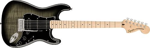 Squier Affinity Series Stratocaster FMT - Guitarra eléctrica, color negro, diapasón de arce