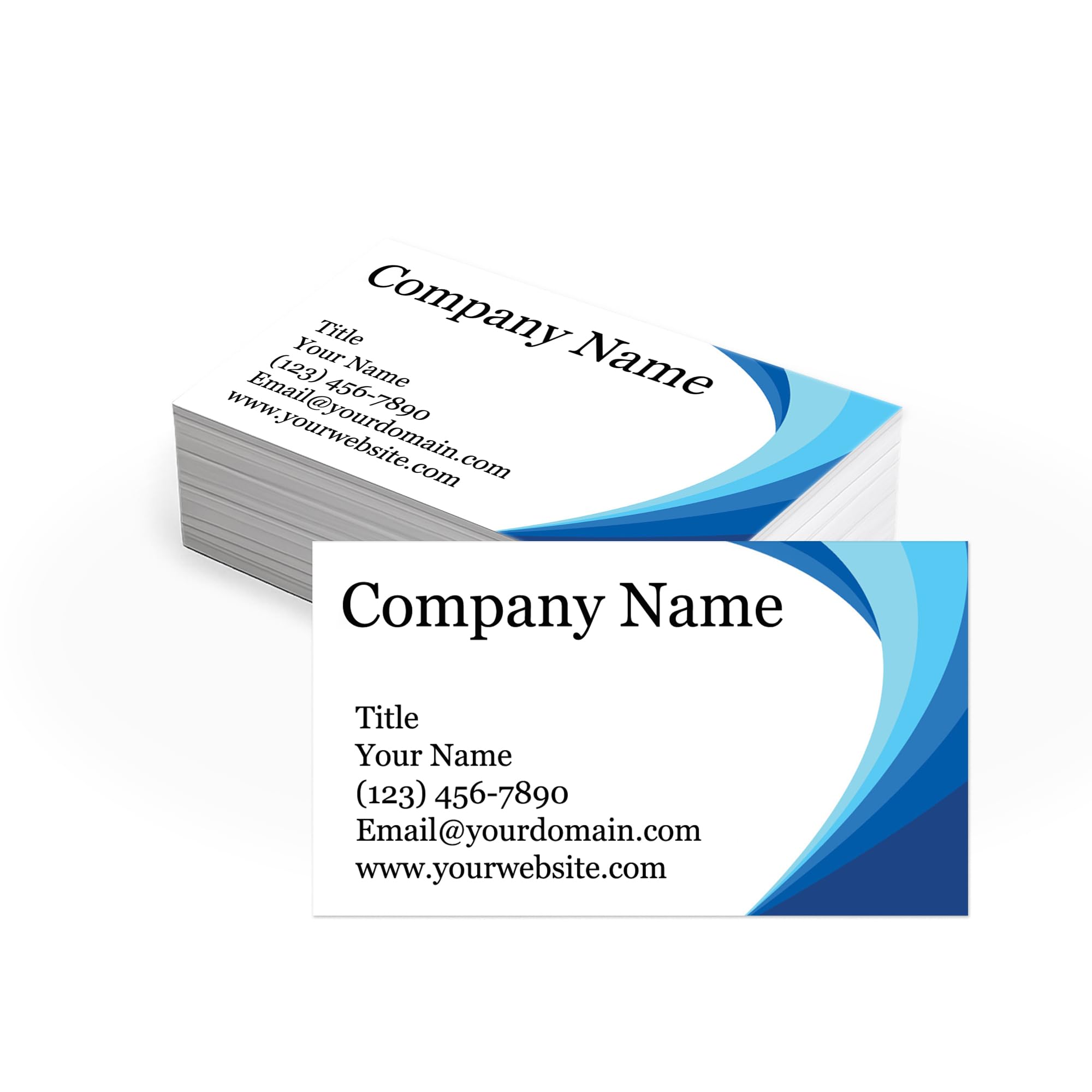 Custom Printed Business Cards - Thick Sturdy Stock 300GSM - 3.5" x 2" - 100% Made in the U.S.A. (Ocean Blue, 100)