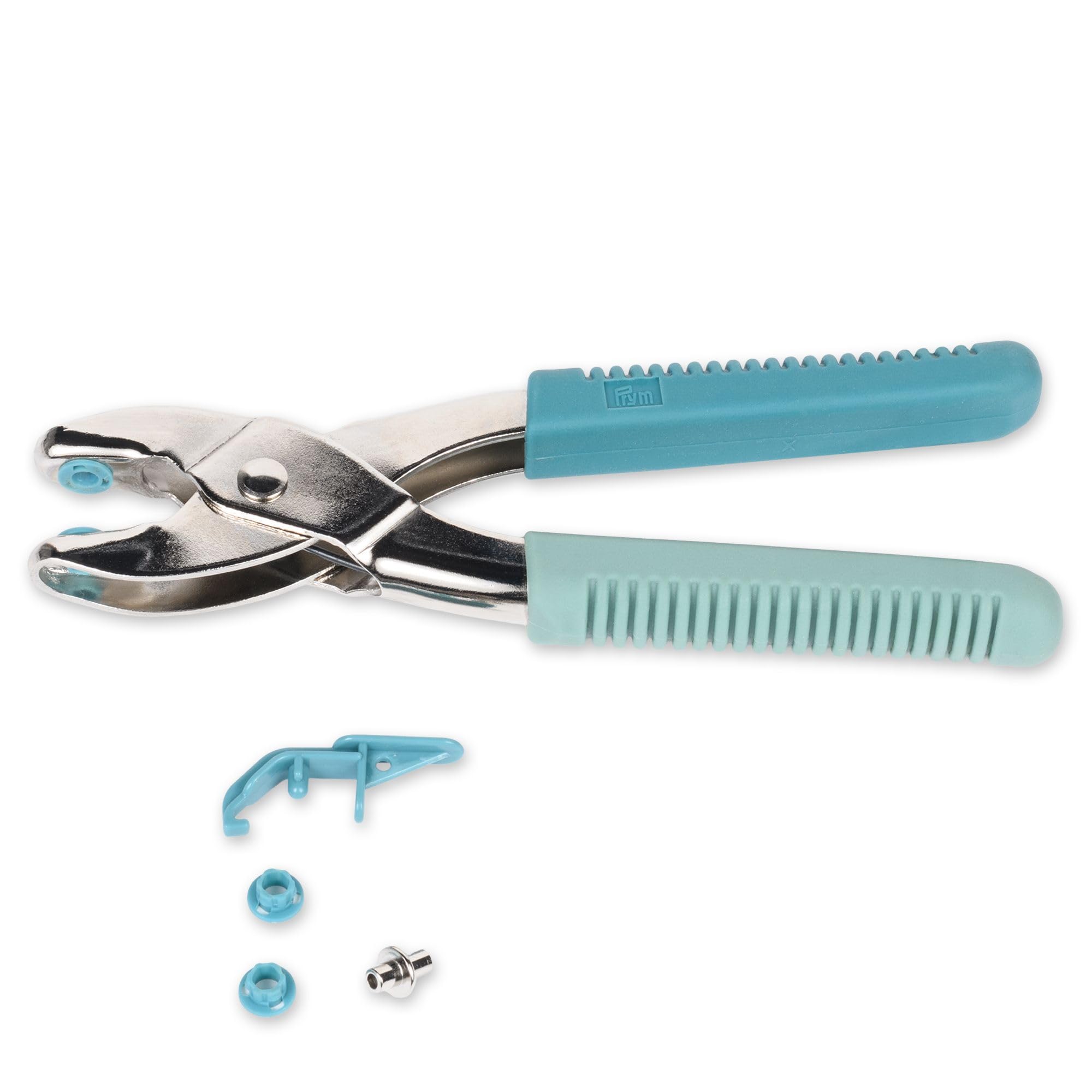 Prym 390913 Vario pinza menta/salvia – per bottoni a pressione, occhielli, rivetti e bottoni jeans – Include utensili per foratura, impugnatura ergonomica, accessori per cucito versatili