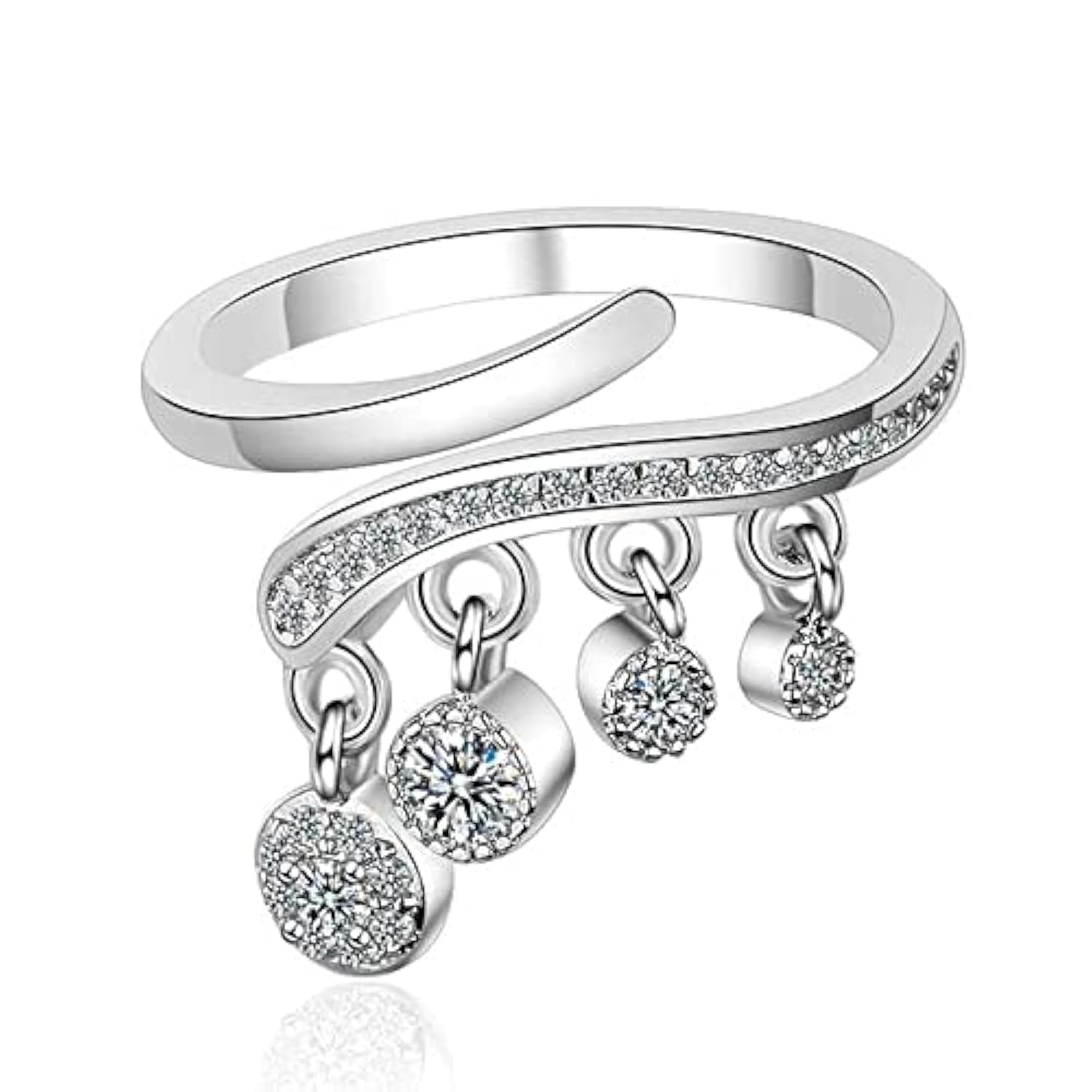 Womens Silver Plated Adjustable Zircon Drop Pendant Ring, Minimalist Festive Rings, Trendy Rings For Women, Open Adjustable Silver Womens Ring, Cubic Zirconia Embossed Ring(Silver) (B09M6NTYBN) Amazon Price History, Amazon Price Tracker