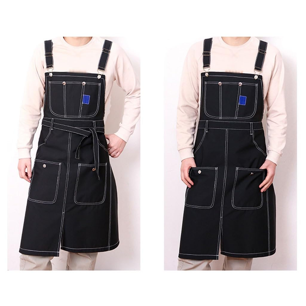 Tablier de Serveur Tablier en toile for magasin de thé au lait, vêtements de travail for hommes et femmes, for café, pâtisserie, coiffeur, barbier, Restaurant Tabliers de Cuisine Tablier de Chef(A)