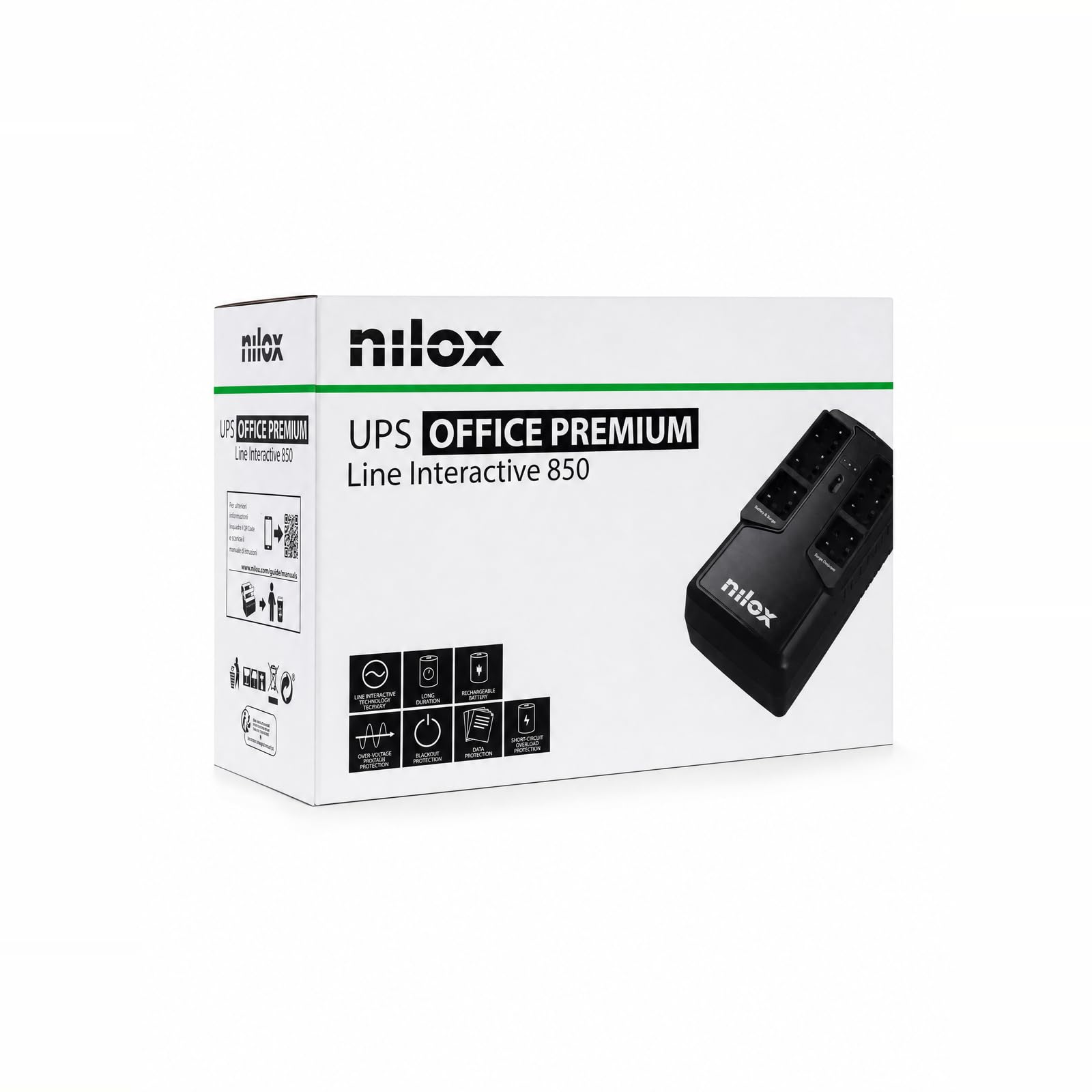 Nilox Office Premium Line Interactive 850 SAI Línea Interactiva 850VA 595W
