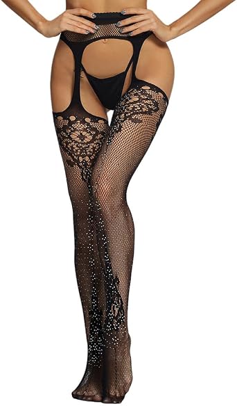 Sparkle Rhinestone Stockings Women Sexy Crystal Pantyhose Fishnet Tights