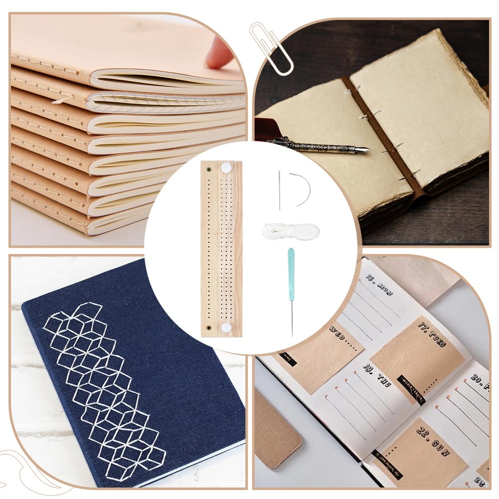 OLYCRAFT 1 Set/8 Kit di Strumenti per Rilegatura con Tavola in Legno e Acrilico Filo Ago Curvo Ago da Cucito A Vite in Plastica Kit di Rilegatura Perni di Rilegatura per Forniture di Rilegatura