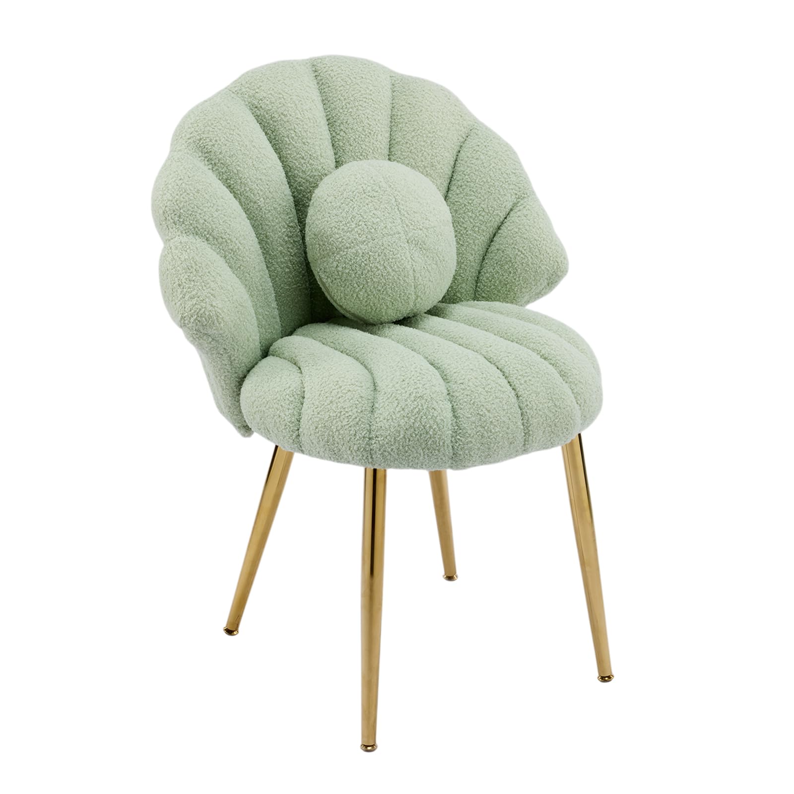 VINGLI Dressing Table Chair, Small Armchair with Pearl Deco Pillow (Green)