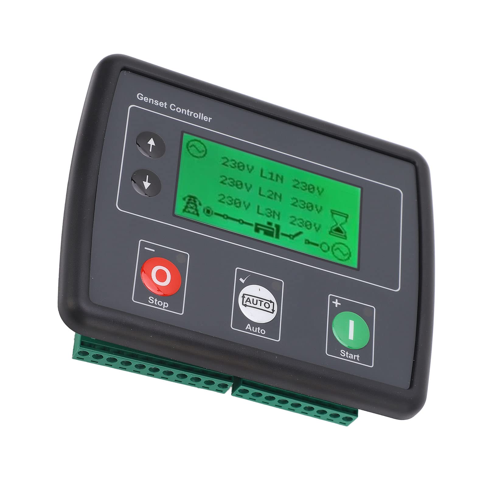 Controlador de Generador de Arranque Automático, Controlador de Generador Monitoreo en Tiempo Real Trifásico Fácil de Leer Varias Protecciones 600 VCA Parada Automática para Uso