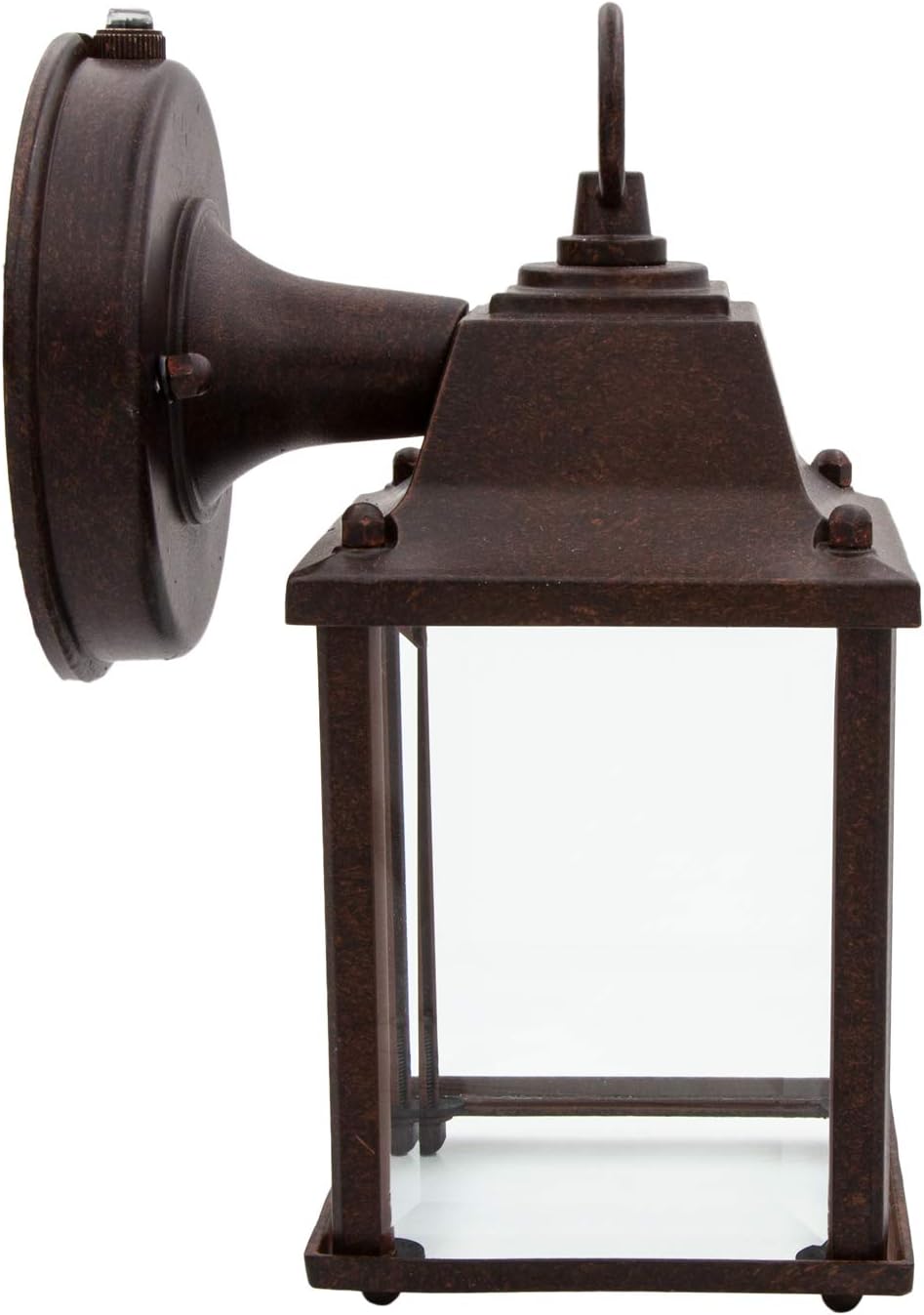 Maxxima LED Porch Lantern Outdoor Wall Light - Aged Bronze with Clear Glass, 3000K Warm White, 650 Lumens, Dusk to Dawn Photocell Light Sensor, Patio or Porch Sconce Fixture, Exterior Lighting - Brown