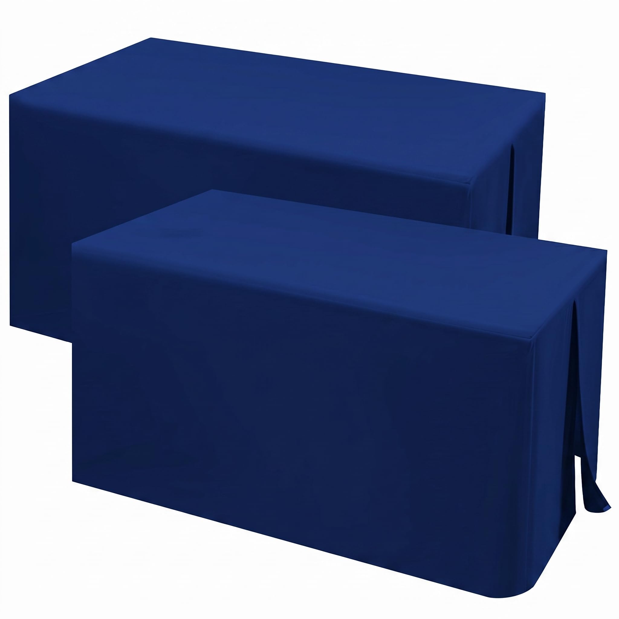 Teruntrue Navy Blue Fitted Table Cover for 6 Foot Tables, 2 Pack Rectangle Folding Table Cover 6ft Fitted Tablecloth Trade Show Table Cover for Craft Show, Display, Parties, Events (72 x 30 Inch)