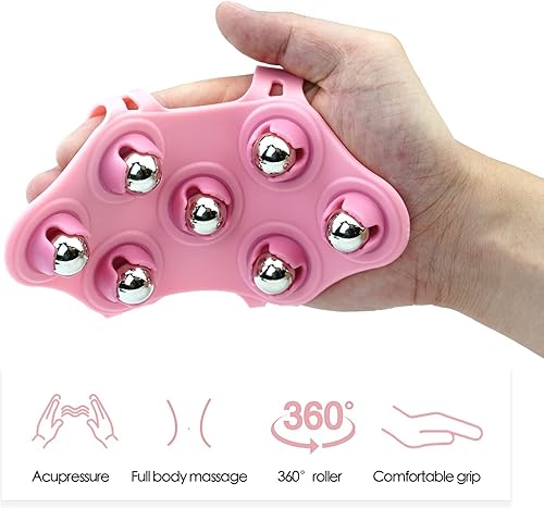 Miniatura 8 de CICIFAUS Bola de masaje, rodillo de masaje, herramientas de masaje, masajeador de mano, bola de terapia, masajeador de espalda de mano, rodillo de