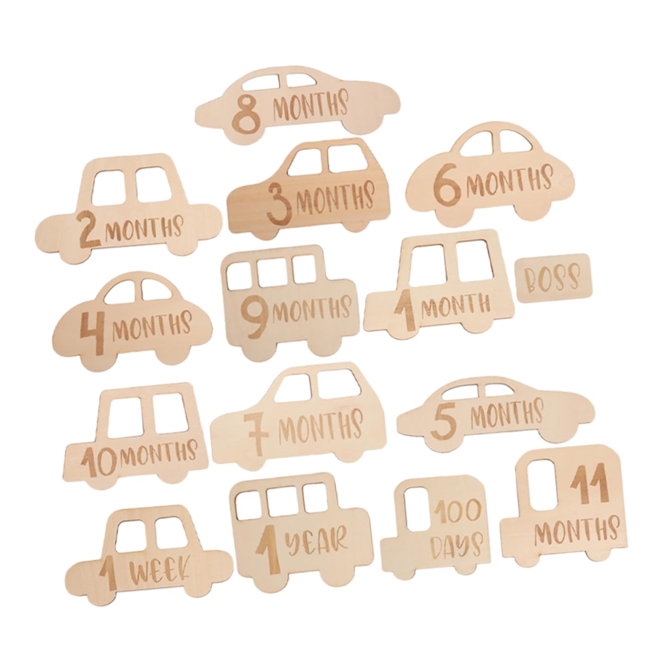 jojofuny 75 Uds Tarjetas De Crecimiento del Tarjetas De Crecimiento del Recién Nacido Tarjetas Mensuales De Madera Rodajas De De Madera Mes del Meses del