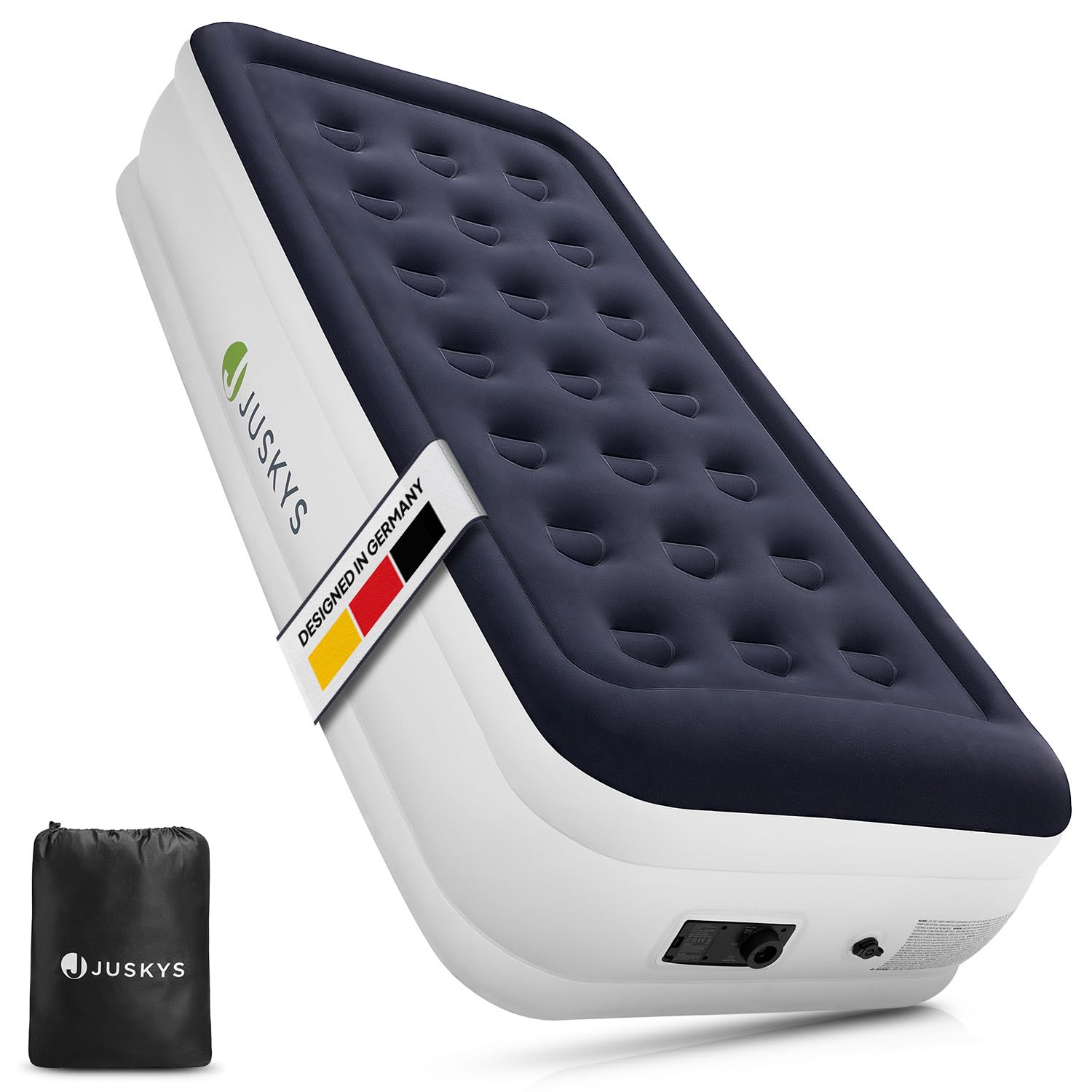 Matelas gonflable 1 personne Juskys Sapri M avec pompe intégrée pour camping et lit d'appoint