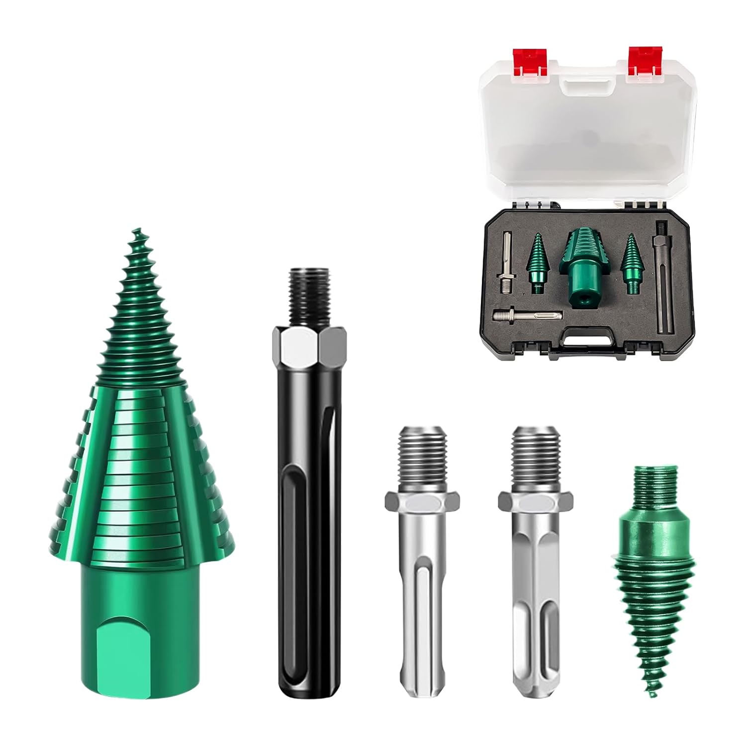 50mm Log Splitting Drill Bit with Anti-Stuck Tech, Heavy-Duty Firewood Splitter Wet & Dry Wood | S-DS-Pl-us/S-DS-Max Compatible | Quick-Change Detachable Head