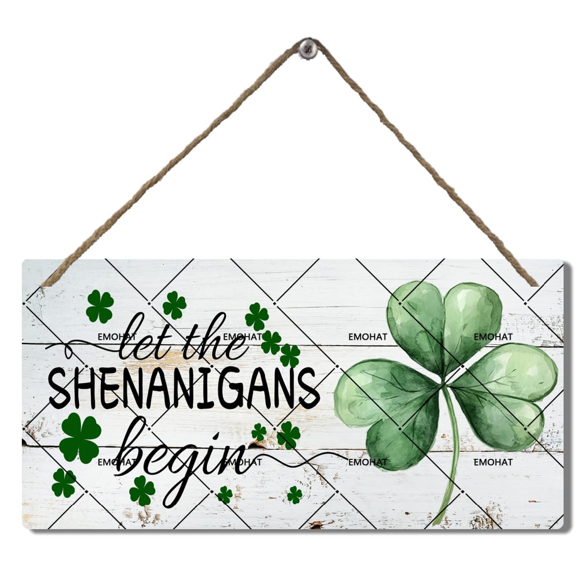 Let The Shenanigans Begin Shamrock Tin Sign, 6x12 Inch