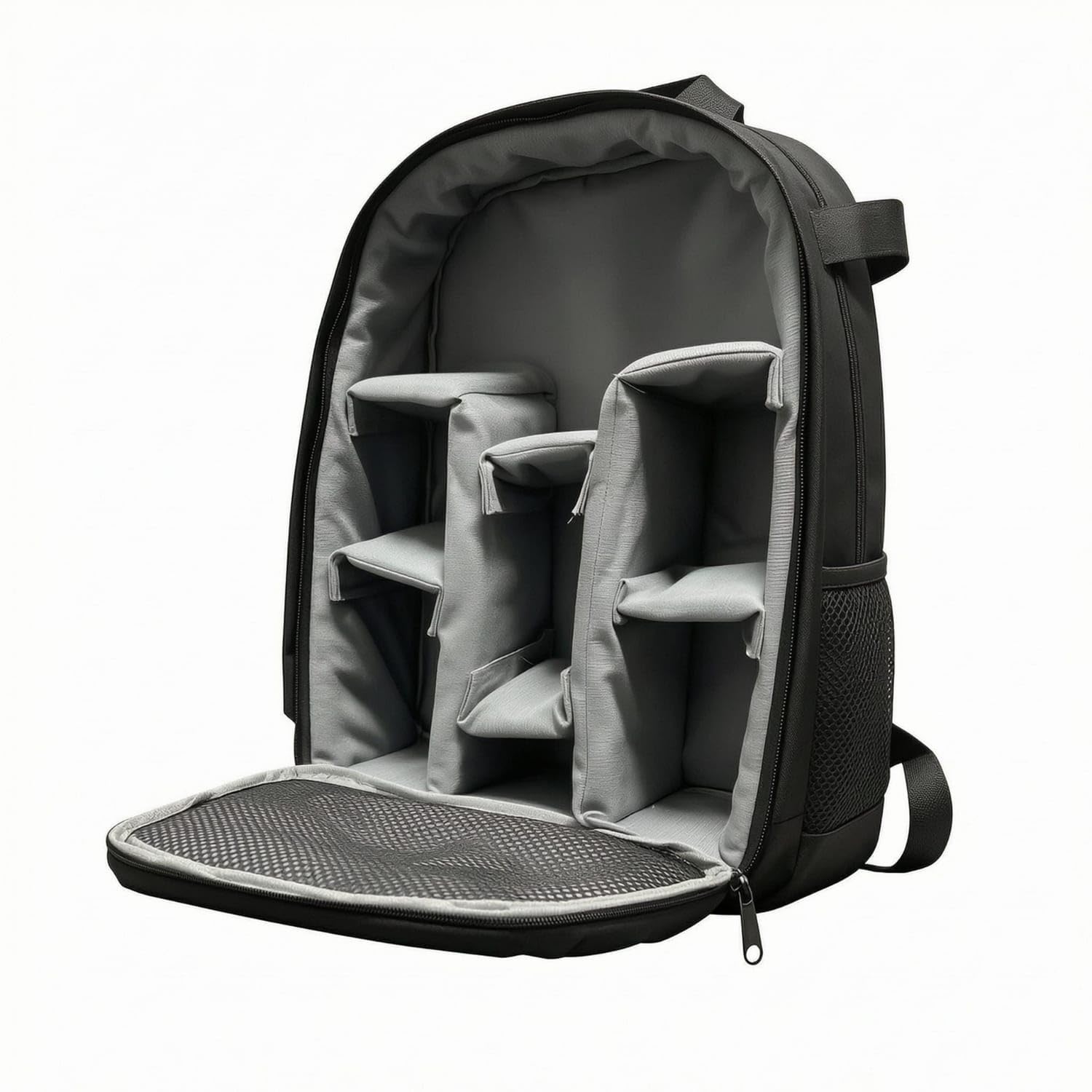 ujeavette Waterproof Photography Gear Backpack Adjustable Dividers DSLR Camera Bag Shockproof Camera Backpack Wear-Resistant for Photographers, Beginners, Outdoor, Travel, Gray, M-picture-16