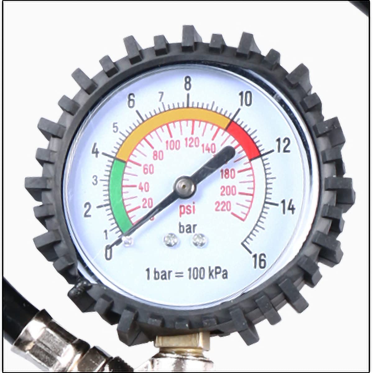 HMTE Manómetro de presión de neumáticos, Herramienta de medición de neumáticos de Coche con Mango de 55MM, indicador de presión de Manguera Flexible de Dial de Alta precisión