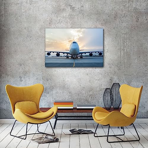 Impression sur toile Boeing 747-8 coucher de soleil cadre vertical - 5