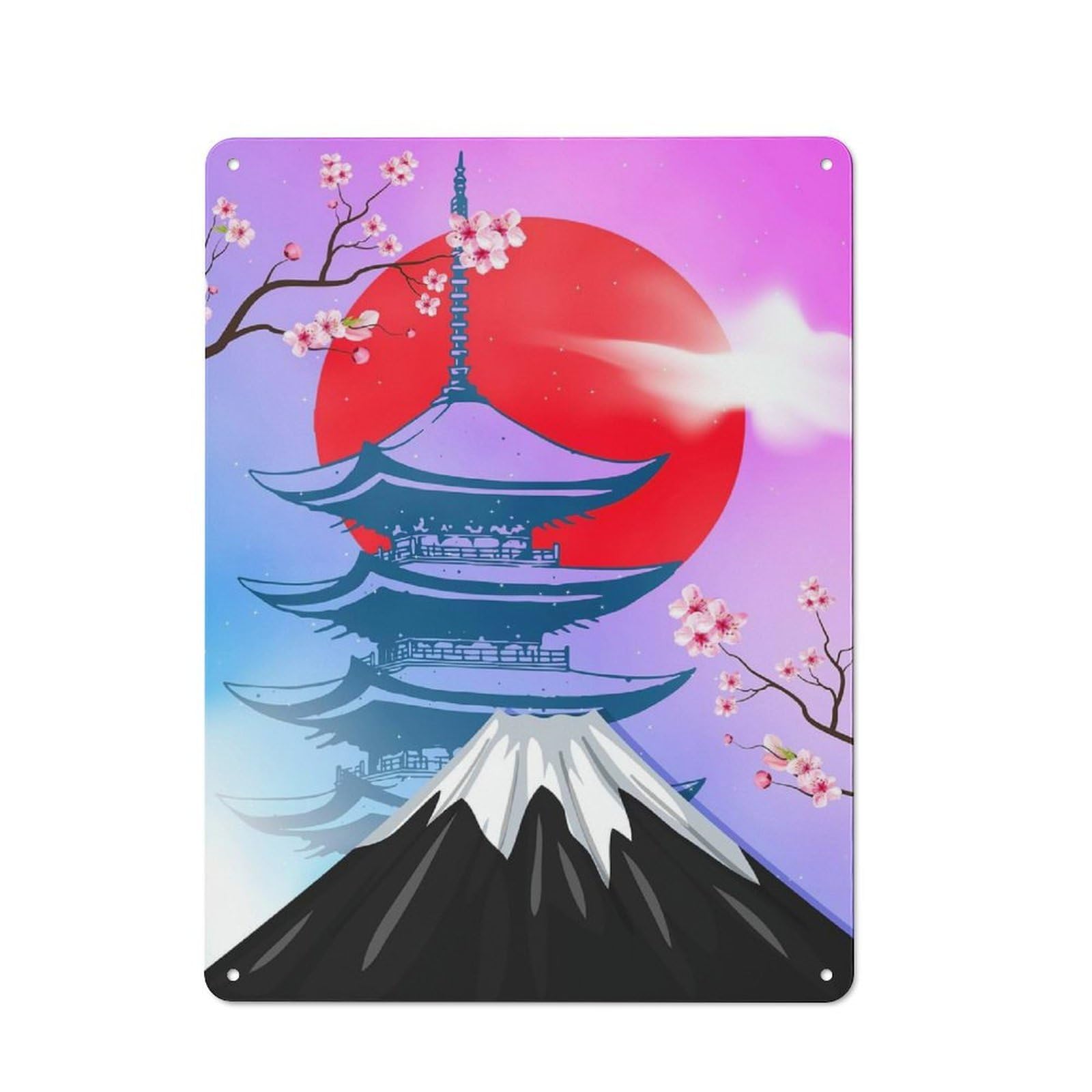 Junmoney Japanese Vintage Mountain Metal Plaque 40X30cm With For Garage Wall, Rustic Decor, For Vintage Wall Decor Fans, For Themed Room Decoration