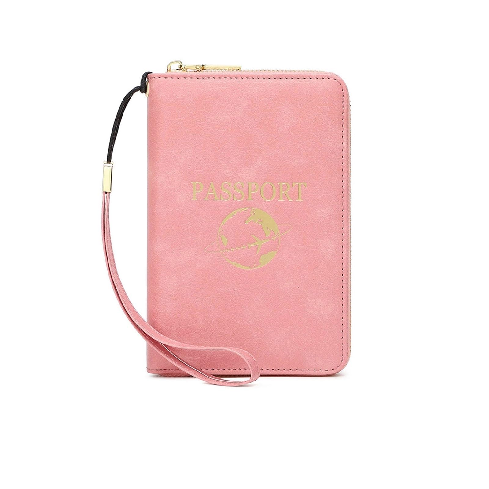 Genérico Porta passaporto, portafoglio da viaggio, borsa for carte di credito con cinturino polso(Pink)