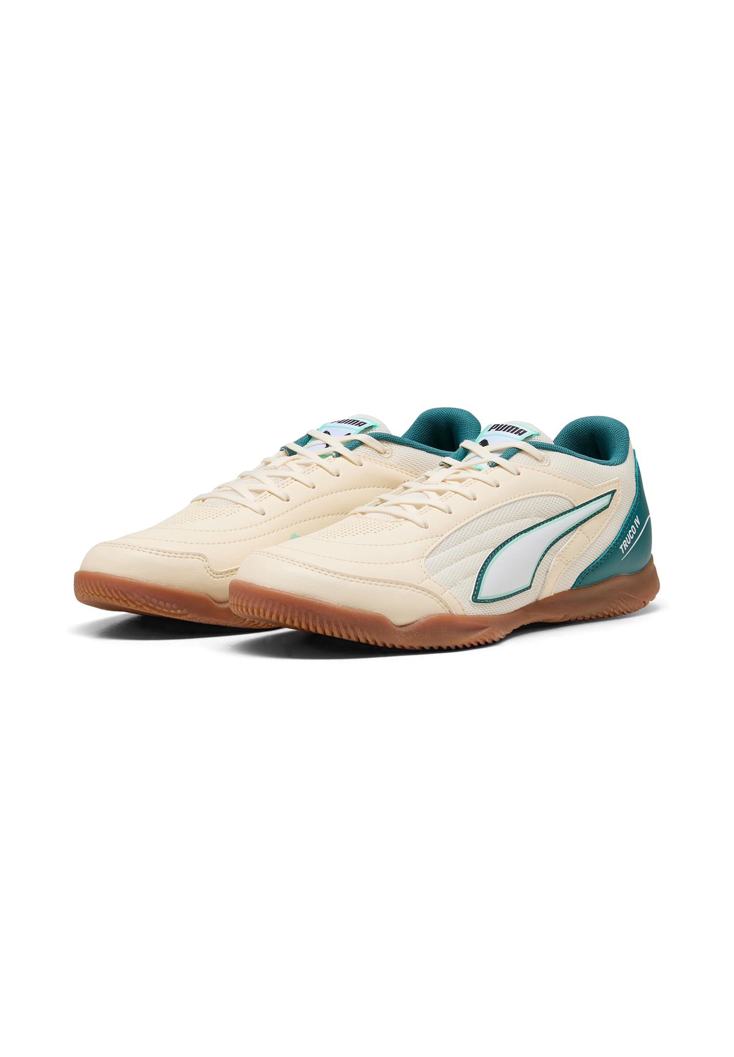 PUMA Unisex TRUCO IV Soccer Shoe, SUGARED Almond White-Emerald ICE-Mint Jelly Black, 11.5 UK