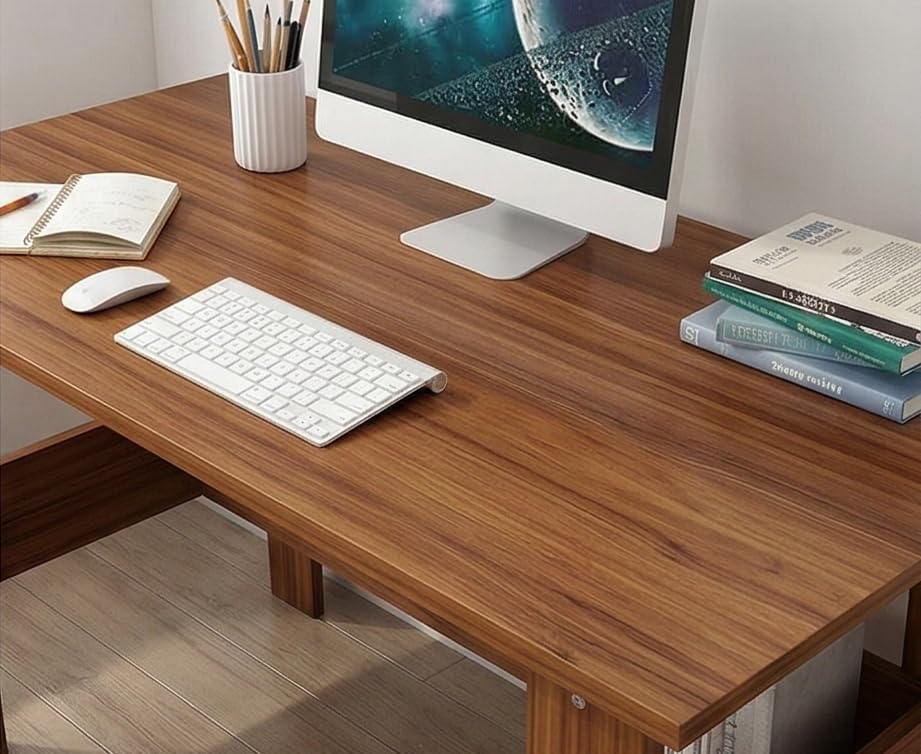 Image of Furniture Cafe Engineered Wood Computer Desk with Storage Shelf - 90 x 50 x 75 cm Modern Study & Laptop Table for Home Office | Writing Workstation Desk for Students & Professionals