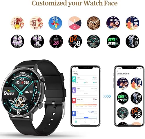 Miniatura 3 de WM Welly Merck Reloj inteligente para mujer (recepción de llamadasdial), pantalla táctil de 1.3 pulgadas, monitor de actividad física con frecuencia