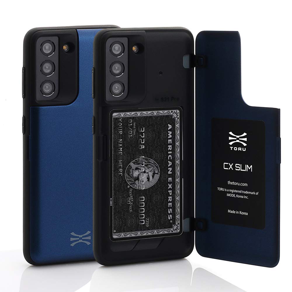 TORUCX Slim Hidden Wallet Cover Designed for Galaxy S21 Plus Case with Card Holder - Blue