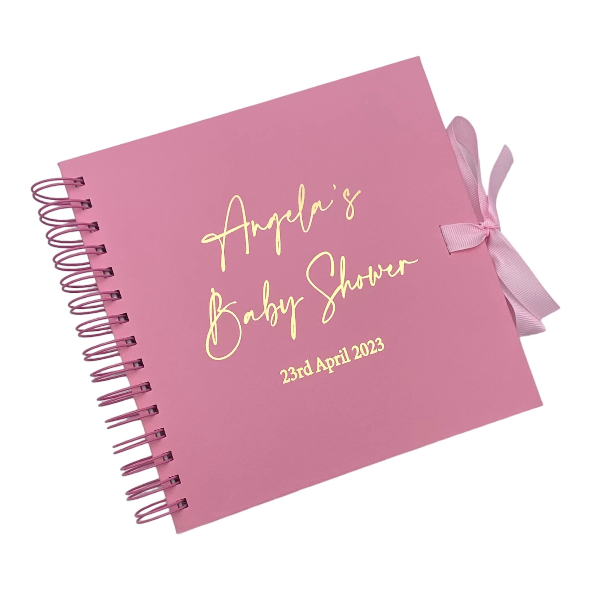 Personalised Baby Shower Pink Guest Book Scrapbook or Photo Album